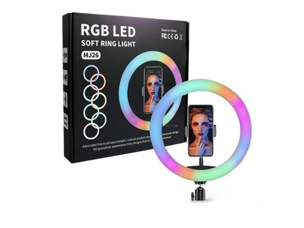 Aro de luz led 26cm + trípode + soporte para celular