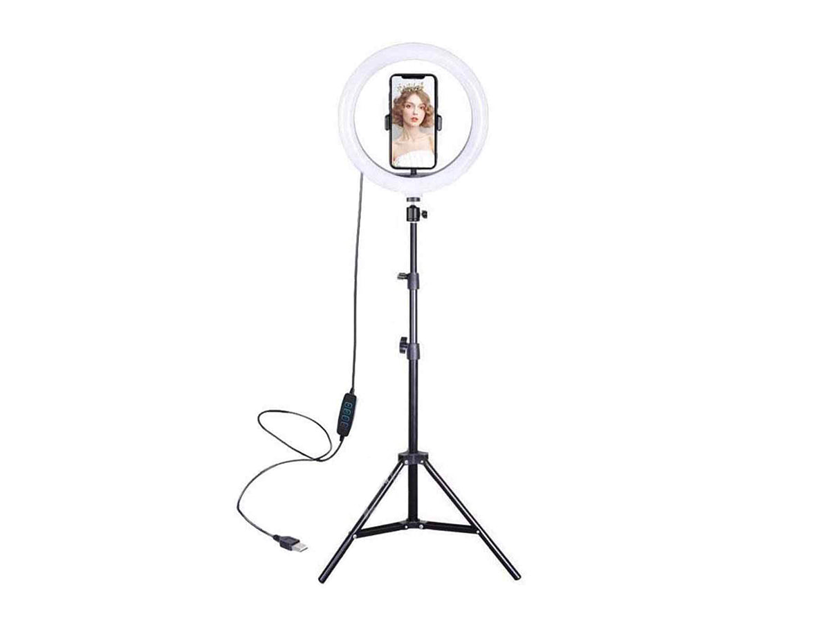 Aro de luz led 26cm + trípode + soporte para celular